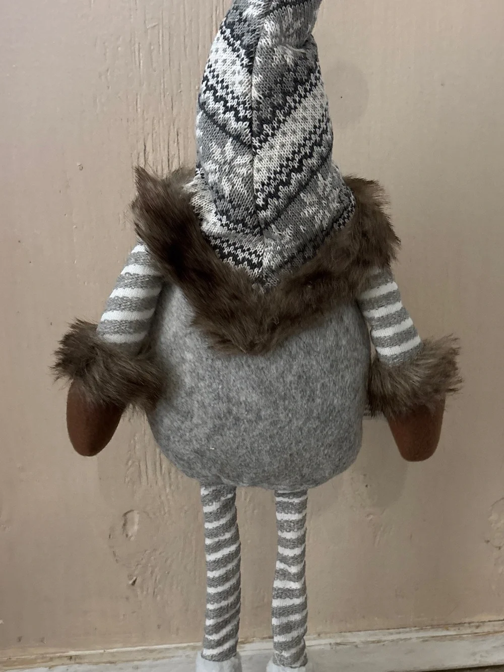 Large Gray Standing Christmas Gnome Plush Nordic Farmhouse Decor